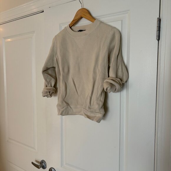 J. Crew Waffle Knit Thermal Long Sleeved Shirt in Cream - Picture 1 of 3
